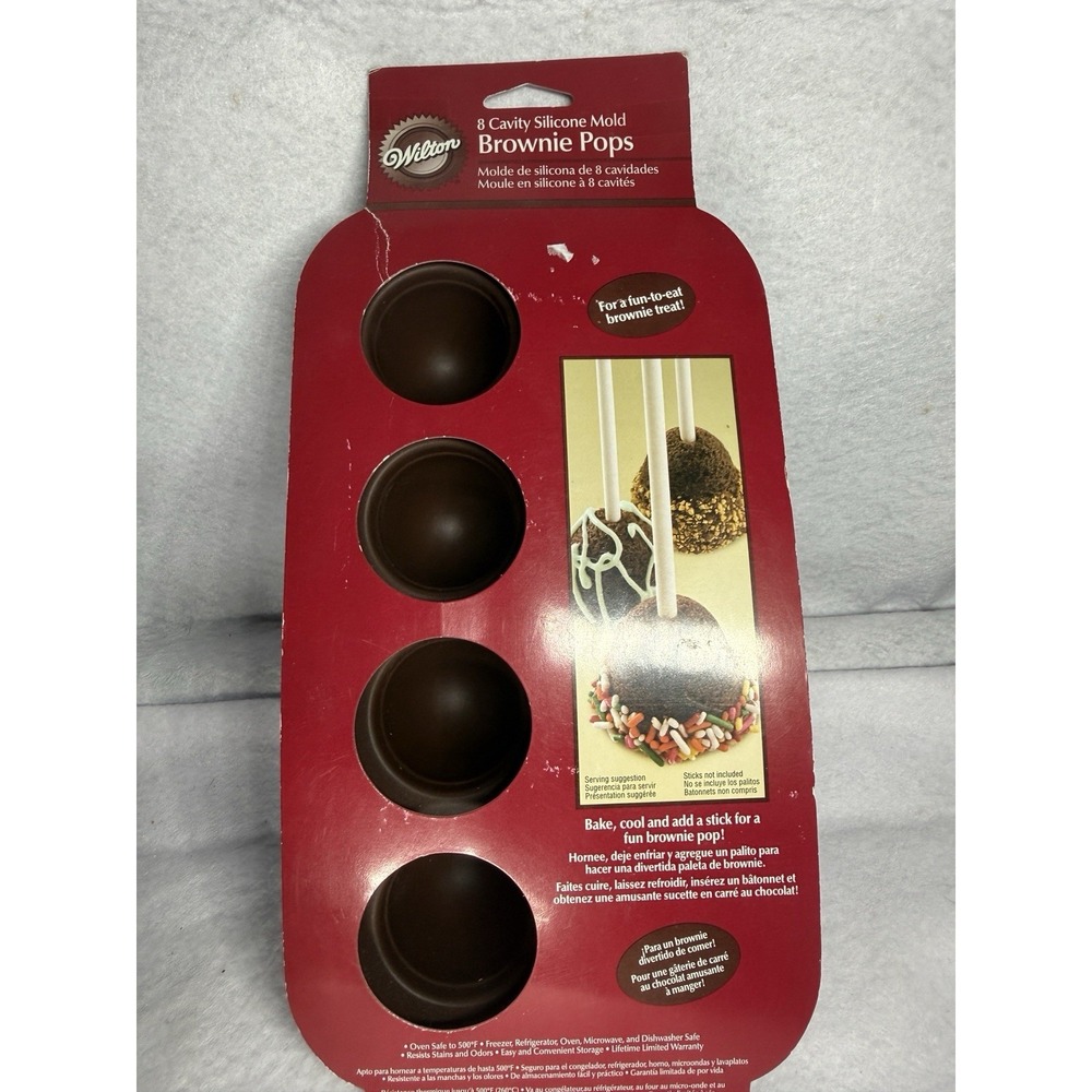 Wilton Brownie Pops Silicone Mold 8 Cavity Round Baking Pan Cake Pop 2105-4925